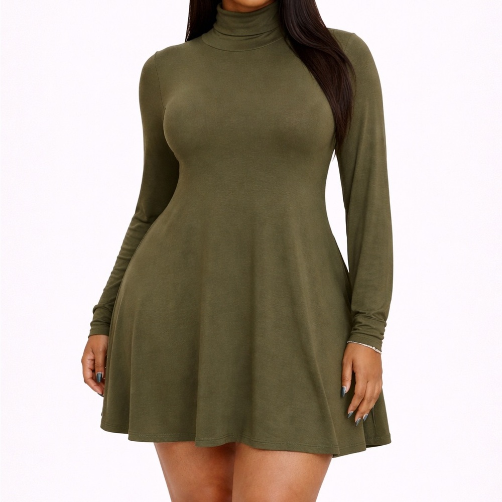 Lulu's Olive Green Long Sleeve Dress